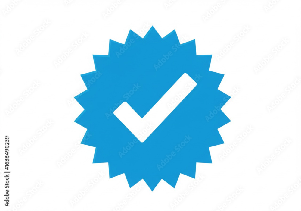 Vector art of blue verified badge icon for social media account isolated on white background Vector art of blue verified badge icon for social media account isolated on white background