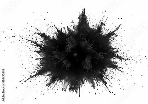 Vector art of black powder explosion isolated on white background for abstract concepts