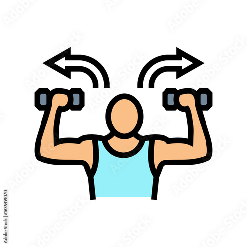 dumbbell rotational arrow color icon vector illustration
