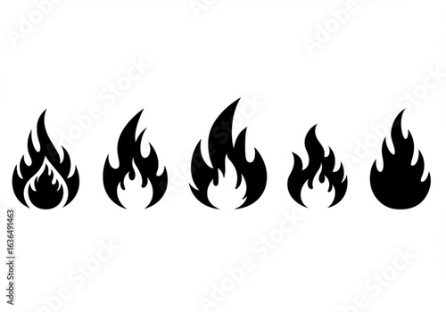 Vector art of set of various fire flames isolated on white background for your design