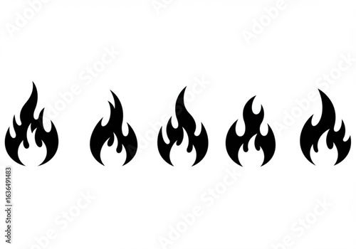 Vector art of collection of fire flame icons isolated on white background for design use