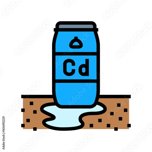 leaking barrels cadmium contaminating soil color icon vector illustration