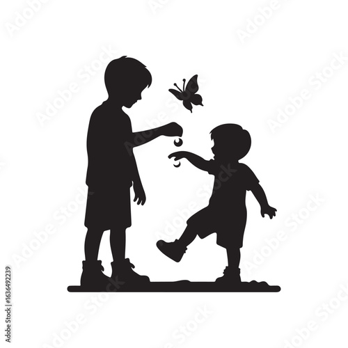 treat kids vector silhouette clip art logo design illustration
