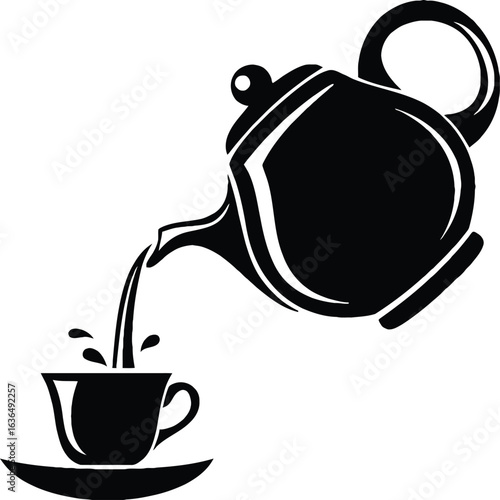 Teapot and teacup vector illustration with tea cup and kettle design
