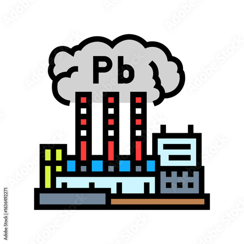lead smelter emitting toxic fumes air color icon vector illustration