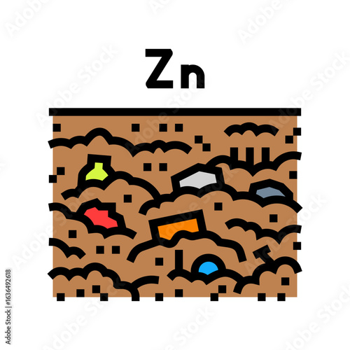 zinc contamination soil due industrial waste disposal color icon vector illustration