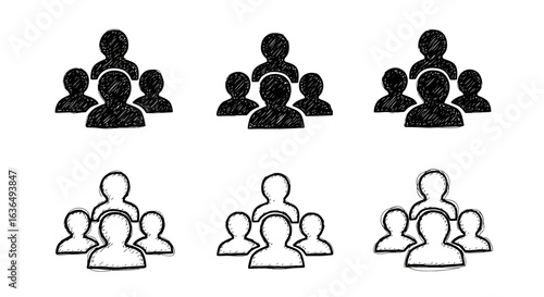 Diverse teams collaborate effectively, showcasing unity and shared purpose with simple, modern people icons for business concepts