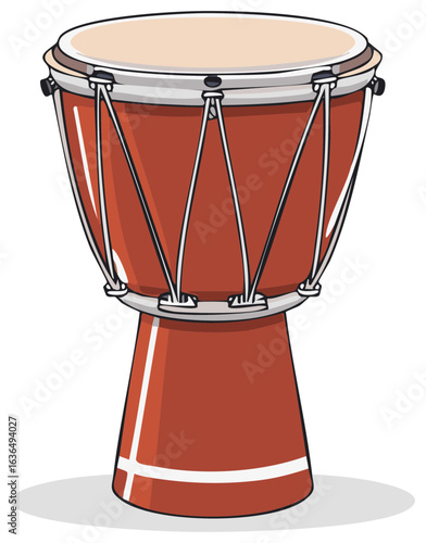 Cartoon Hand Drum Illustration Tribal Musical Percussion Instrument