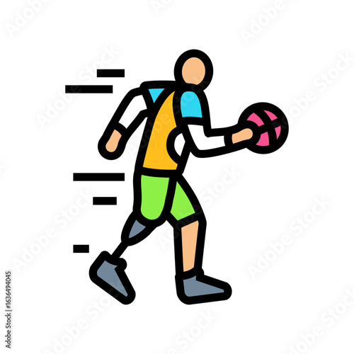 disabled athlete action inclusive fitness color icon vector illustration