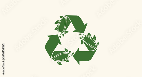 Eco-friendly recycle symbol with vibrant green leaves promoting sustainability, conservation, and environmental responsibility