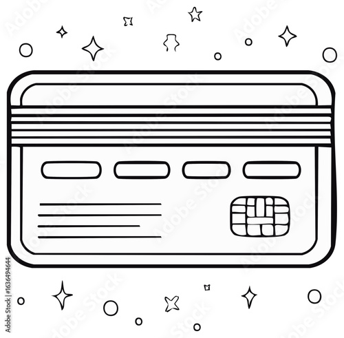 Simple line drawing of a sparkling credit card for e-commerce and financial transactions