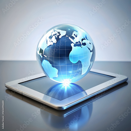 Wallpaper Mural floating 3d hologram globe above digital tablet Torontodigital.ca