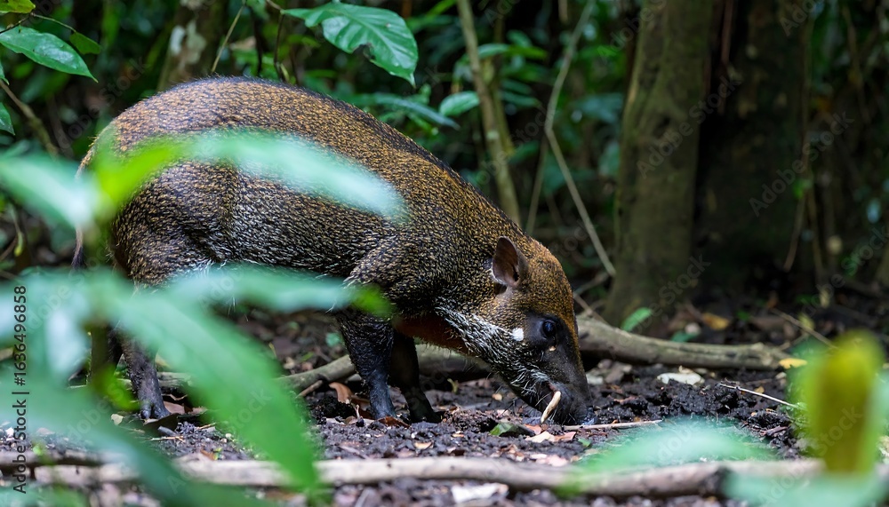 Obraz premium Forest pig foraging