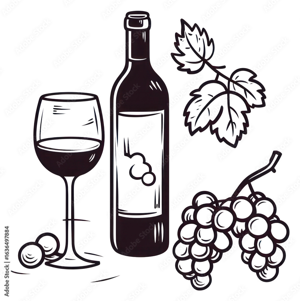 Fototapeta premium PNG Wine bottle glass drink.