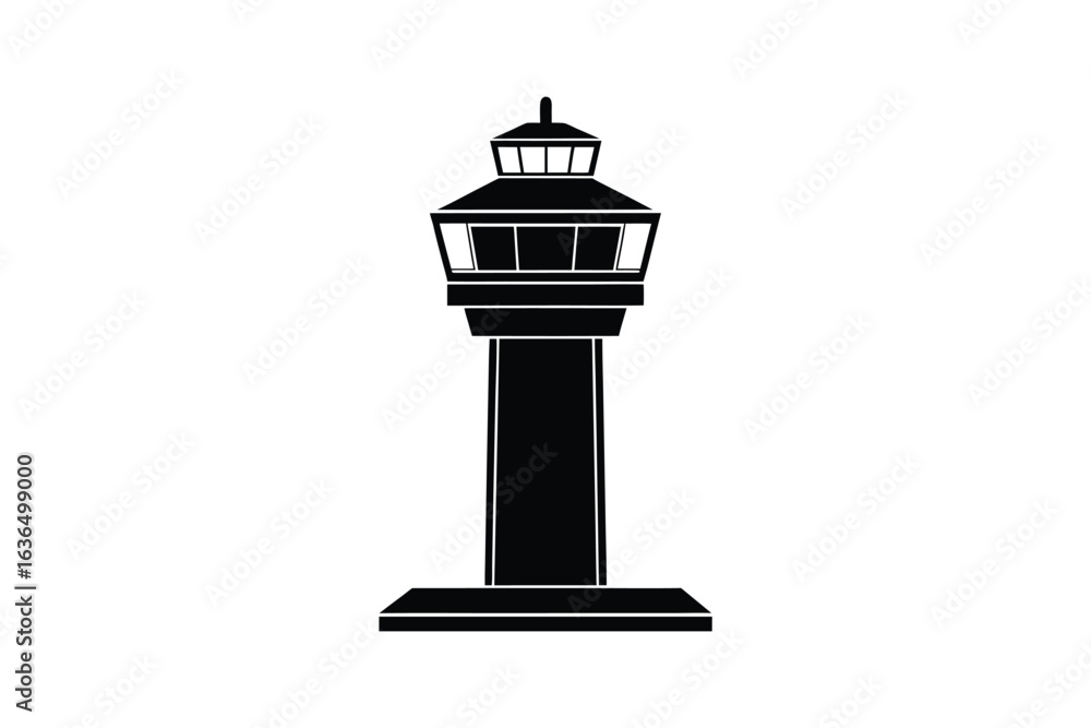 Airport Control Tower Silhouette Icon Minimalist Design Airport Control Tower Silhouette Icon Minimalist Design