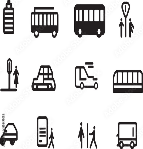Transportation Icons, Public Transit, Vehicles