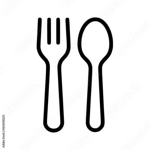 Simple outline of a fork and spoon for culinary related concepts
