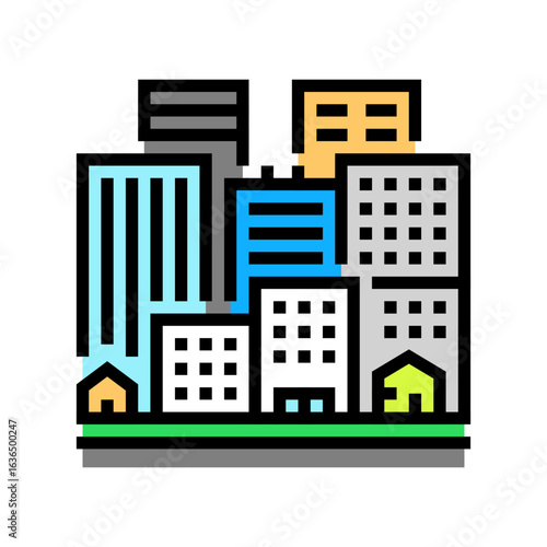 urban housing complex urbanization color icon vector illustration