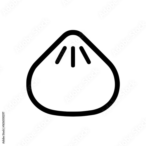 Isolated illustration of a simple black and white bao bun icon with 
