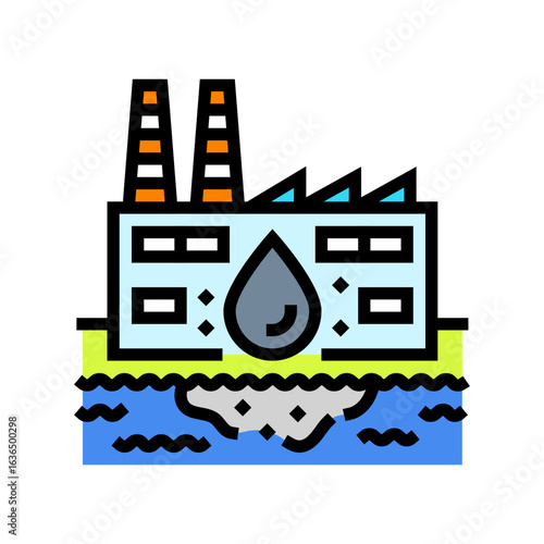 factory discharging waste river color icon vector illustration