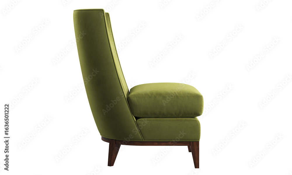 Naklejka premium Classic green velvet fabric upholstery chair. 3d render.