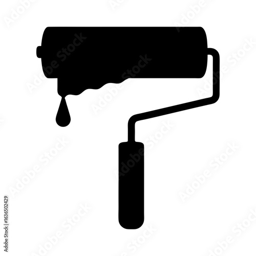 Silhouette of a paint roller blending textures of nature and city with transparent background