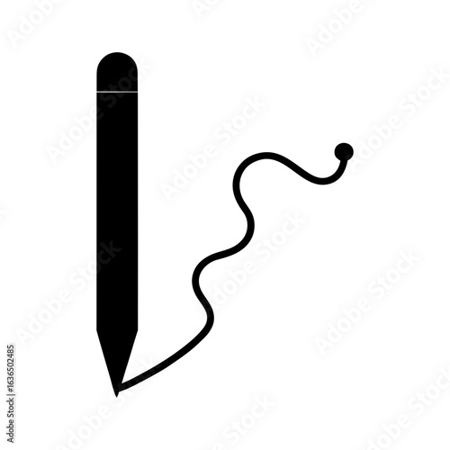 Silhouette of a pencil whose drawn line transforms into a scenic road with transparent background