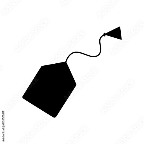 Silhouette of a teabag tag transforming into a flying bird in motion with transparent background