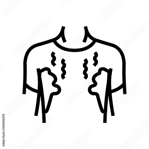 sweating odor adolescence puberty line icon vector illustration