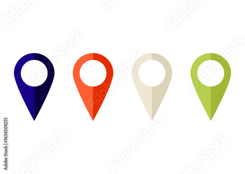  set of colorful map pins