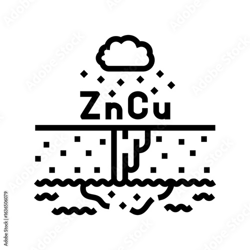 copper zinc runoff river system after heavy rainfall line icon vector illustration