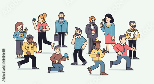 Diverse group of people engaged in various activities