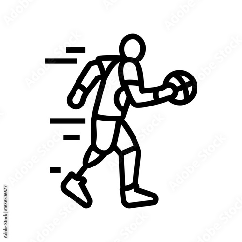disabled athlete action inclusive fitness line icon vector illustration