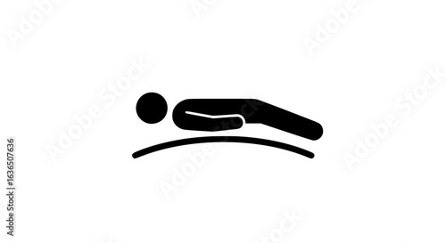 Man lies black and white icon minimalist