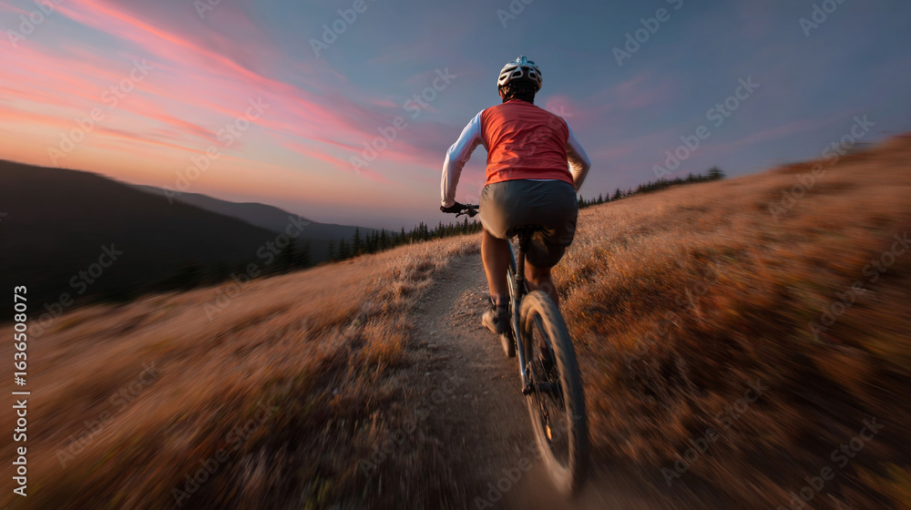 Fototapeta premium Athlete cycling in the field.