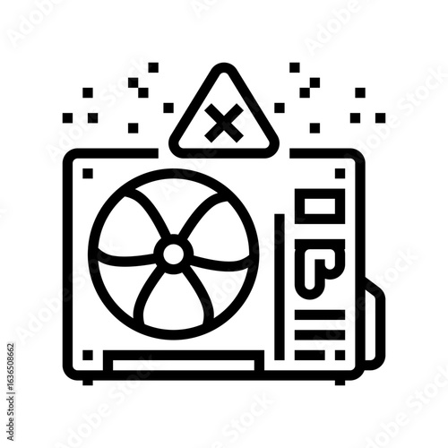 pcb leaking from old capacitor line icon vector illustration