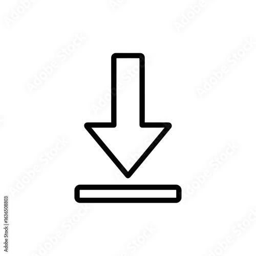 Download arrow icon in simple line art style  Remote work icon
