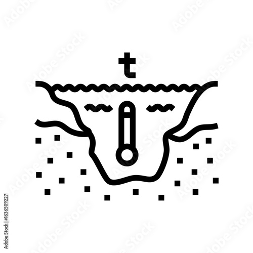 thermal hotspot river pollution line icon vector illustration