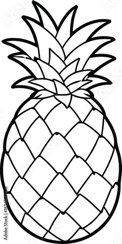 Pineapple vector illustration isolated on white background sketch of pineapple fruit tropical fresh sweet ripe juicy yellow green organic dessert nature