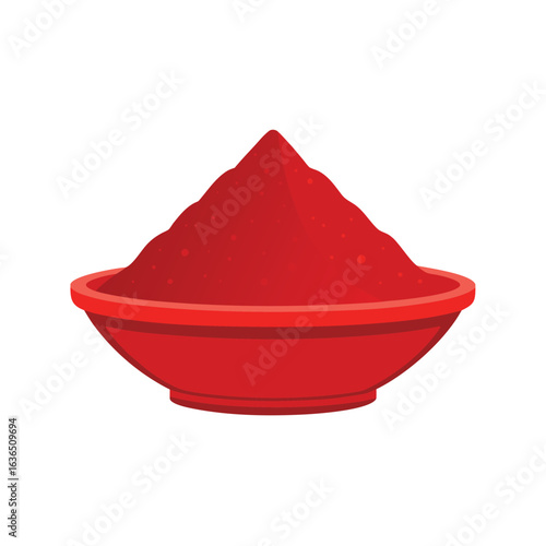 Red Bowl Filled with Red Powder spice pigment