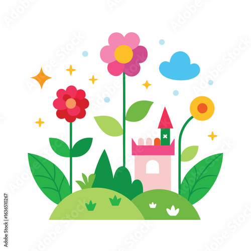 Magical garden where every flower holds a precious memory vector art illustration