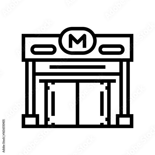 subway entrance urbanization line icon vector illustration