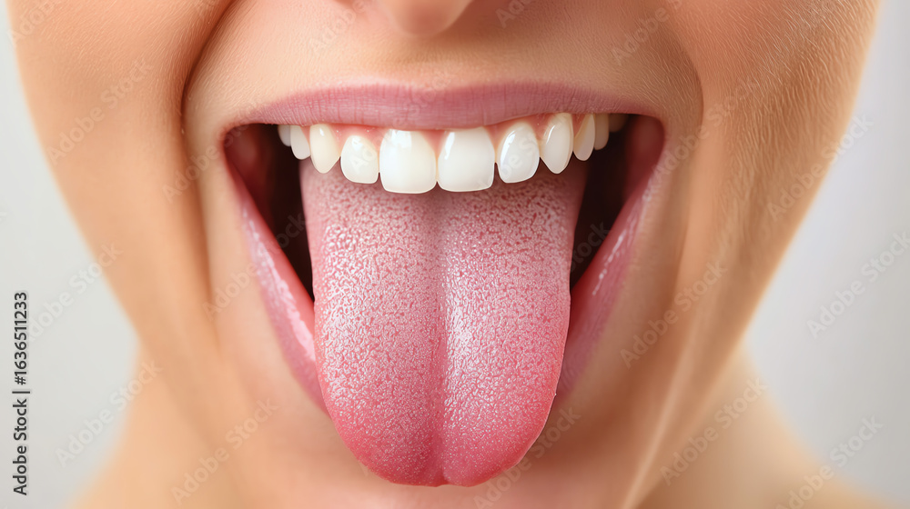 Obraz premium Visual guide to tongue scraping