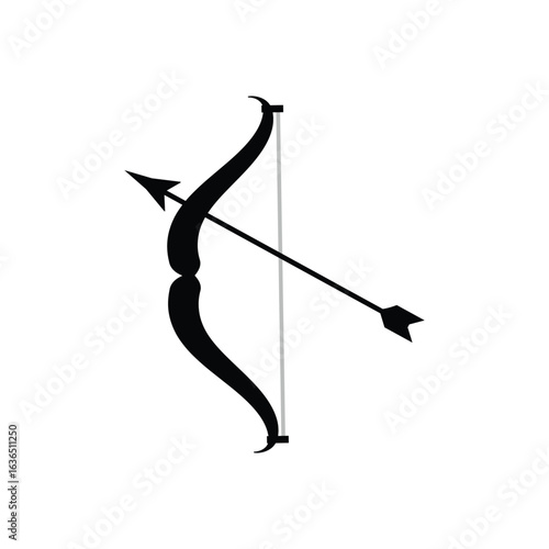 Bow and arrow black color icon with white background.
