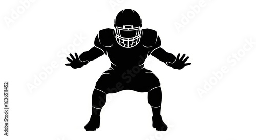 Silhouette of a defensive lineman ready to engage in gridiron battle vector image