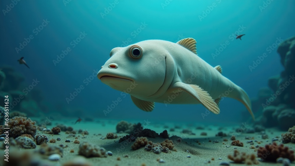 Fototapeta premium Pale fish in an underwater environment.