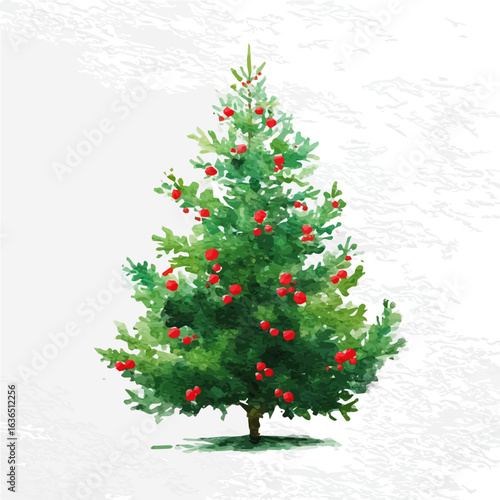 My Watercolor illustration Christmas tree painting isolated on a white background, illustration, AI painting design, vector set, eps format, My illustration design, collection