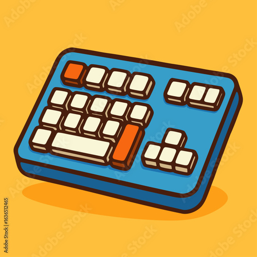 Cartoon Computer Keyboard with Colorful Keys Vector

