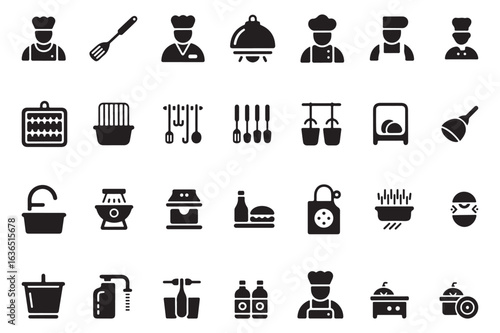 Food icon silhouette set