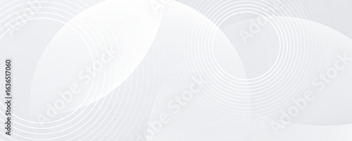 White geometric abstract background overlap layer on bright space with lines effect decoration. Modern graphic design element circles style concept for banner.